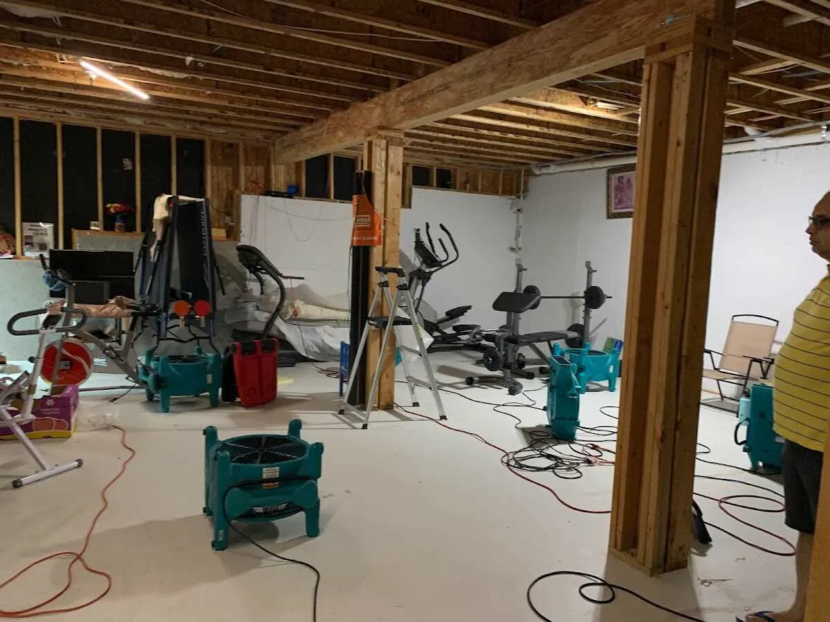 Basement drying equipment setup for Structural Drying in Batesville